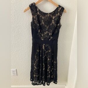 Formal Tan and Black Lace Dress